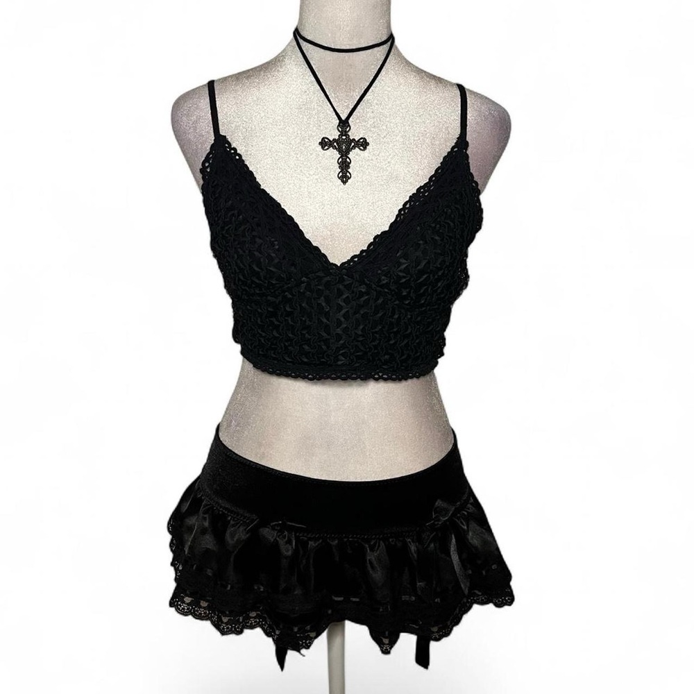 Black Lacey knit free people one bralette top